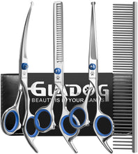 Load image into Gallery viewer, GLADOG Professional 5 in 1 Dog Grooming Scissors Set with Safety Round Tips, Sharp and Heavy-duty Pet Grooming Shears for Cats