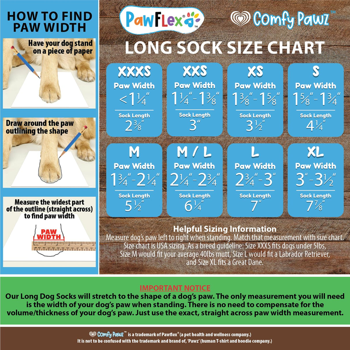 Medical Therapeutic Double Sided Non-Slip Cotton Dog Socks | PawFlex Comfy Pawz Silicone Grip on Inner Cuff No Twisting or Sliding Off | Senior & Disabled Dog Traction Control |Pet Paw Protection