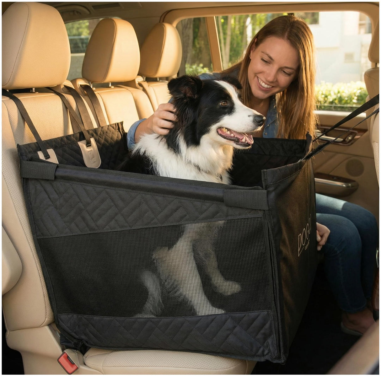 Dog Car Seat Cover with Hard Bottom – Back Seat Extender for Small & Medium Dogs, Waterproof & Non-Slip Hammock, Reinforced & Stable Design with Storage Pockets for Cars, SUVs & Trucks (Black)