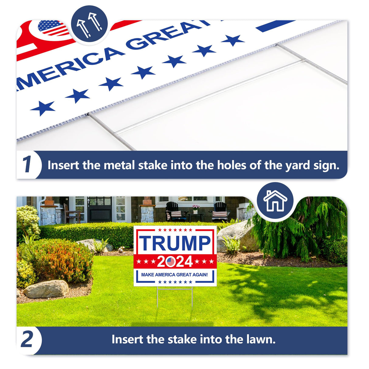 Trump Yard Signs 2024, Double Side 24” x 18” with Metal Stake Make America Great Again Political Yard Sign, Patriotic Decorations Voted for Donald Trump Lawn Sign 2024 Outdoor Election Decoration