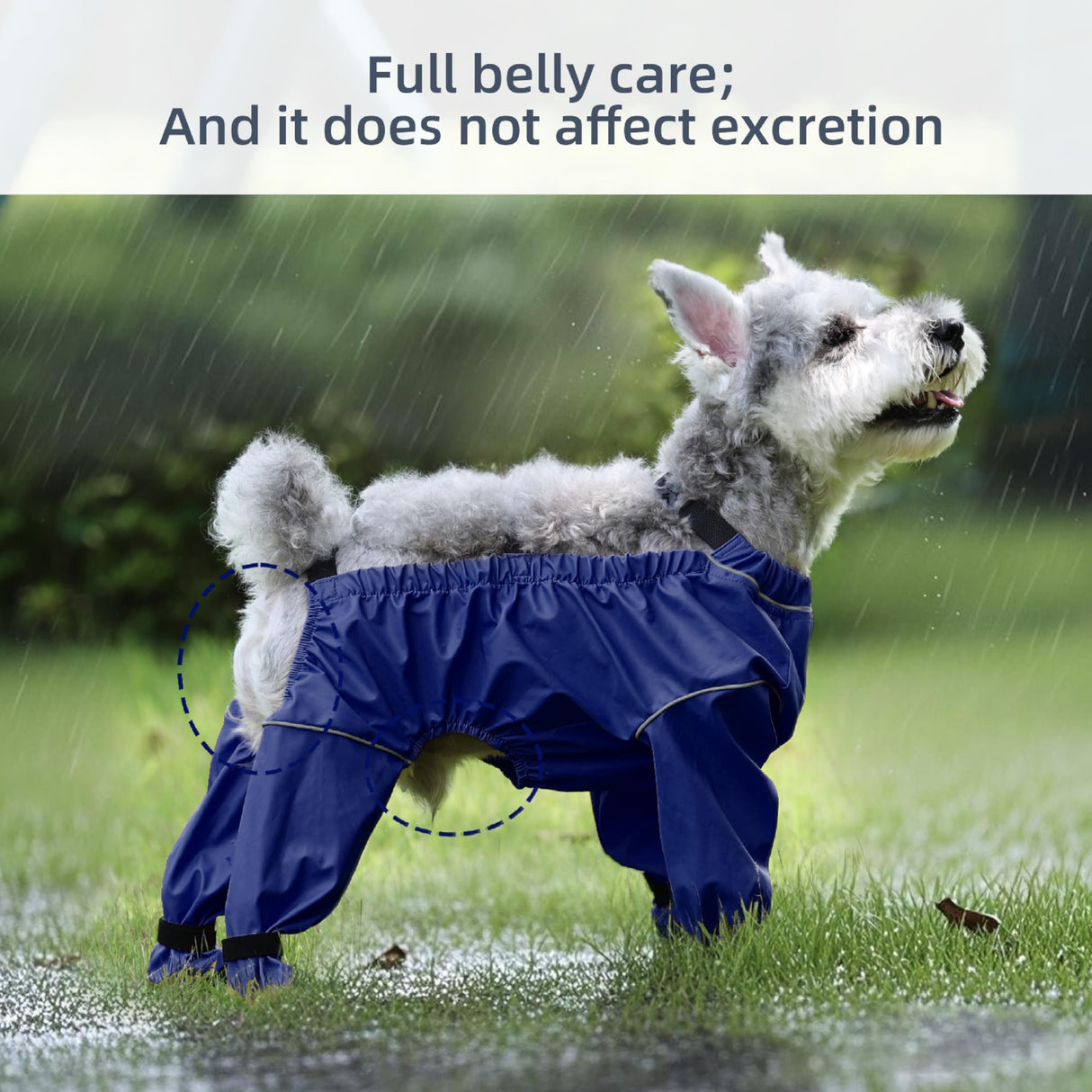 Waterproof Dogs Boots Anti Slip with Reflective Straps, Pets Boots with Suspenders for Snow and Rain Days Small to Medium Dogs, One-Piece Design Paw Protectors for Walking Grassland, Blue (L)