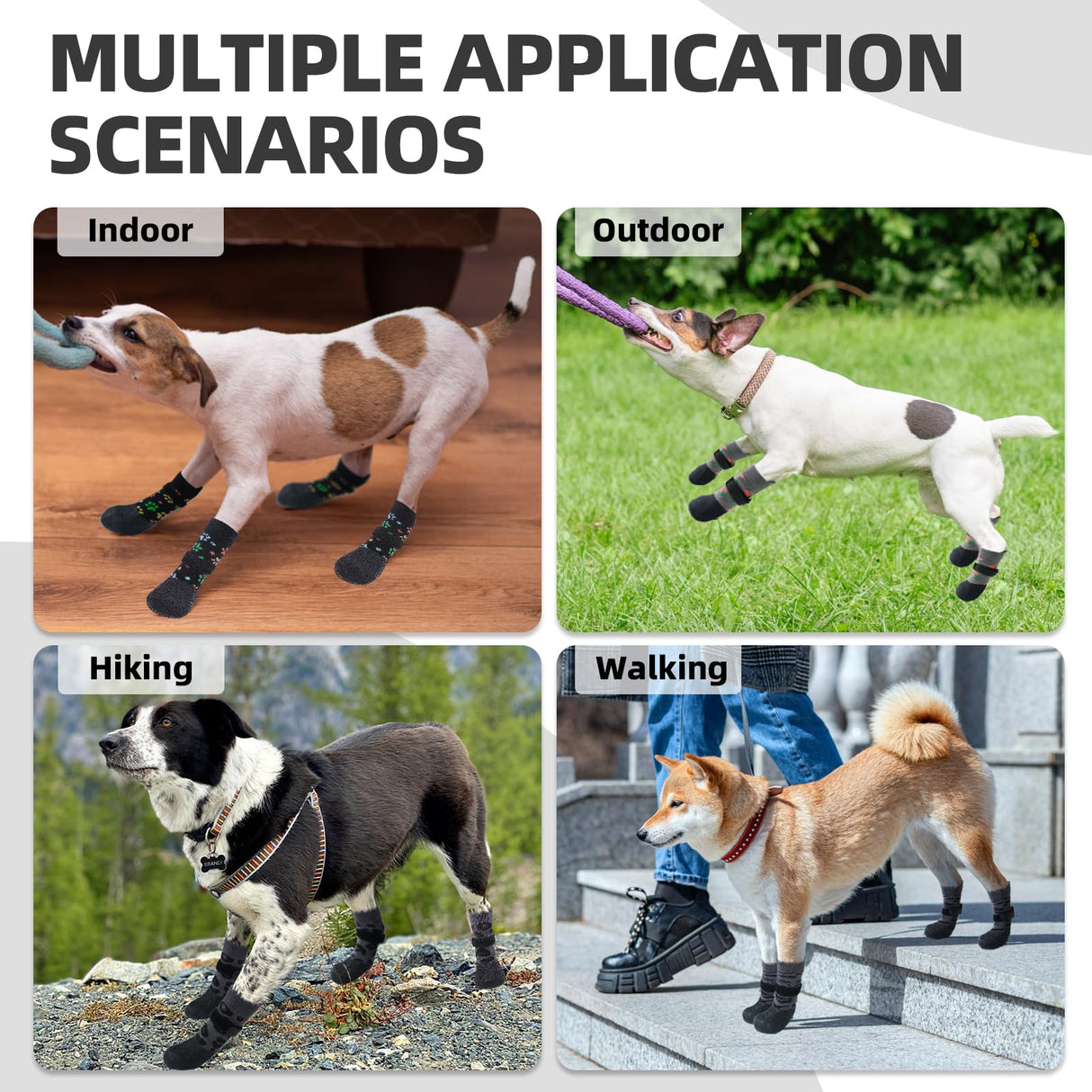 PUPTECK Anti Slip Dogs Shoes for Hot/Cold Pavement, Senior Booties, Rubber Boots & Paw Protectors for Small Medium Large Size Dogs to Prevent Licking, Grippy Socks for Hardwood Floors, Paw, XL