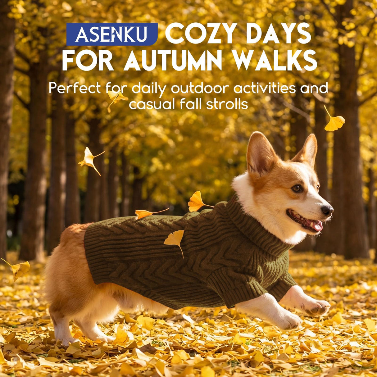 ASENKU Dog Sweater, Dog Sweaters for Medium Dogs, Warm Pullover Doggie KnitTurtleneck Warm Clothes for French Bulldog, Boston Terrier(Coffee, M)
