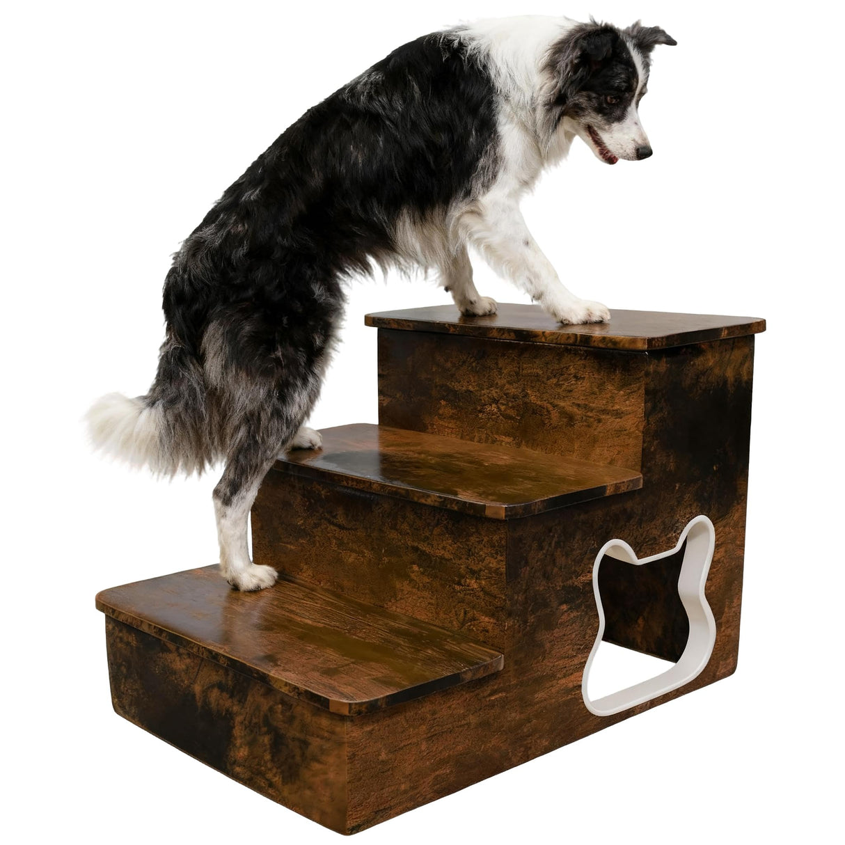 Dog Stairs for Large Dogs,Wooden Dog Steps for High Bed,24.4" Non-Slip Pet Stairs Up to 180LB,Pet Ramps for Small Medium Large Pet (Tiger, Small, 3)