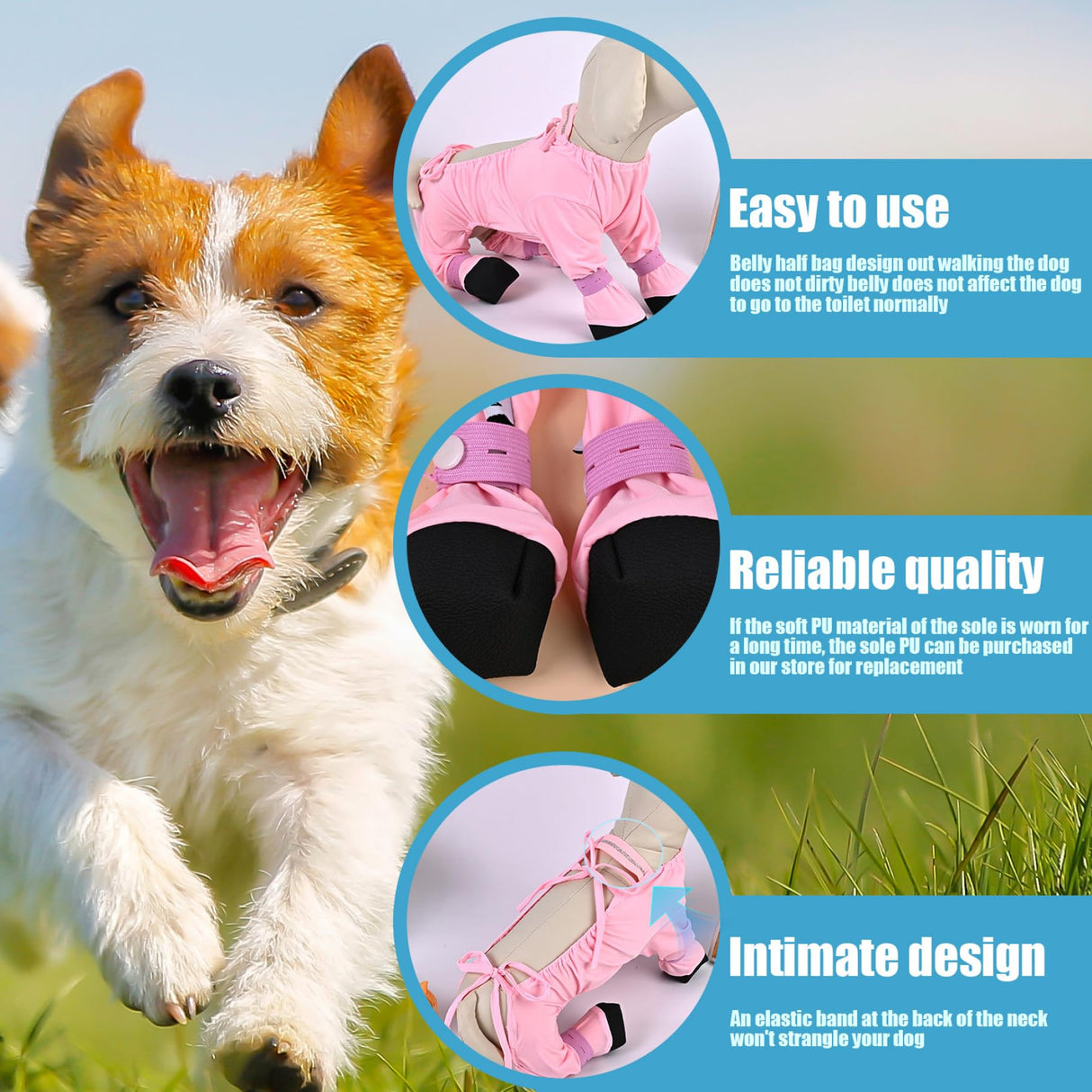Suspender Boots for Dogs Size M, Dustproof Half-Pack Ice Silk, Adjustable Dog Boot Leggings with Non-Slip Straps