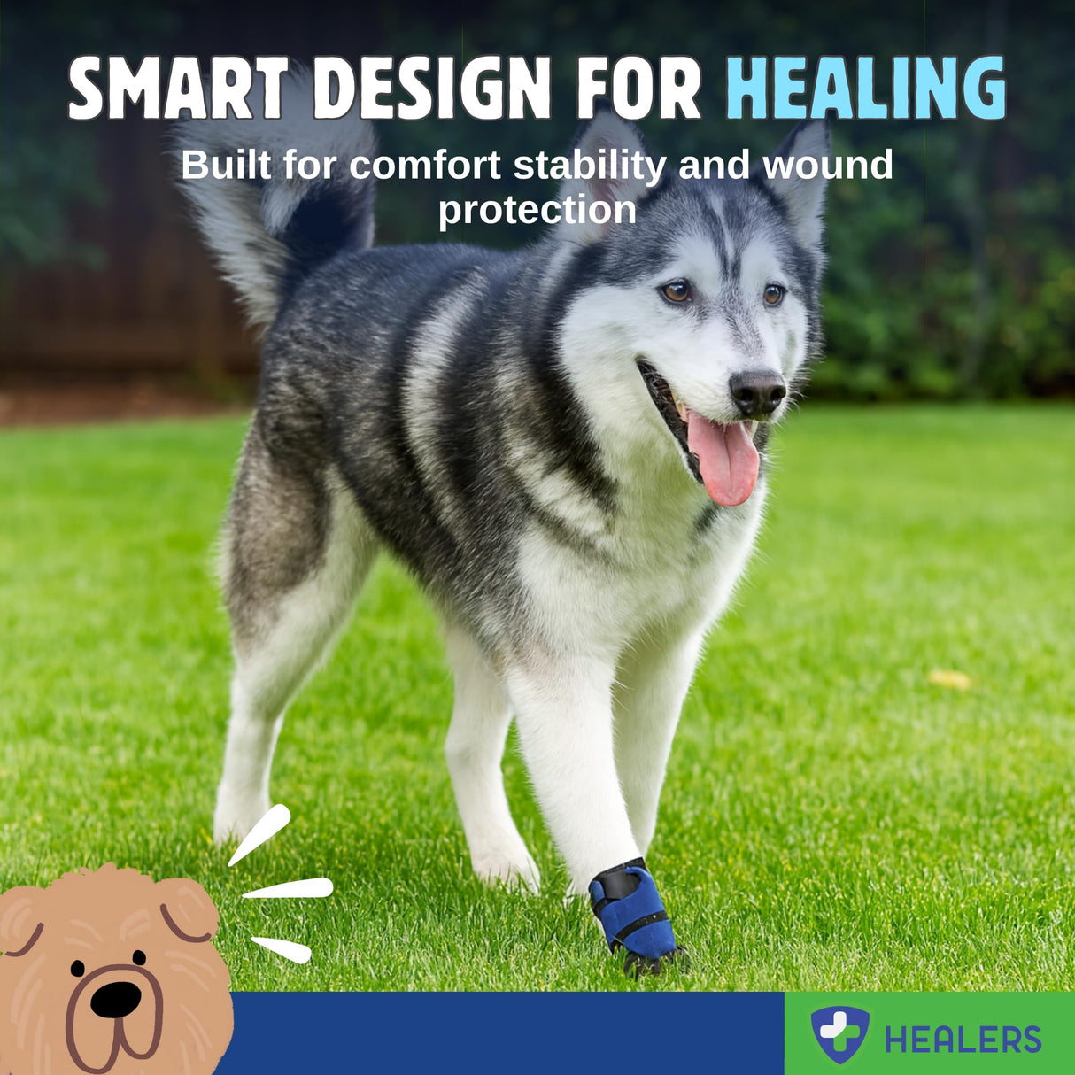 Healers Anti-Slip Dog Boots-Medical Paw Protection for Large Breeds, Traction Booties for Slippery Floors (Single Boot, 3.5" Paw Width, 90+ lbs), XL