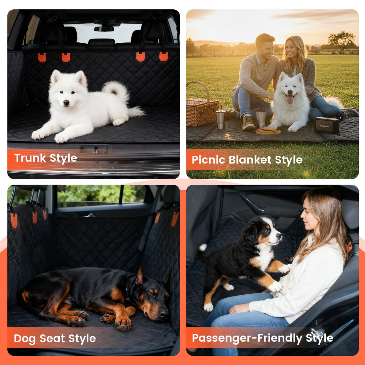 Egles Dog Car Seat Cover for Back Seat, Back Seat Extender for Dogs with Hard Bottom - New Non-Slip, Waterproof, Scratch Resistant, Portable Dog Hammock, Suitable for Cars, SUVs and Trucks