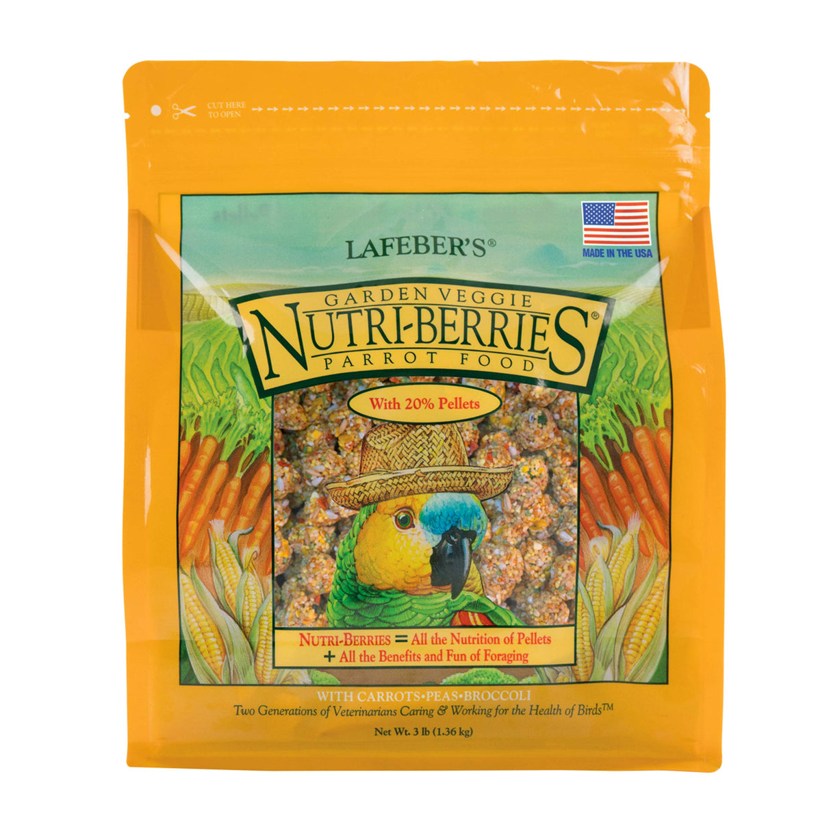 LAFEBER'S Garden Veggie Nutri-Berries Pet Bird Food, Made with Non-GMO and Human-Grade Ingredients, for Parrots, 3 lb