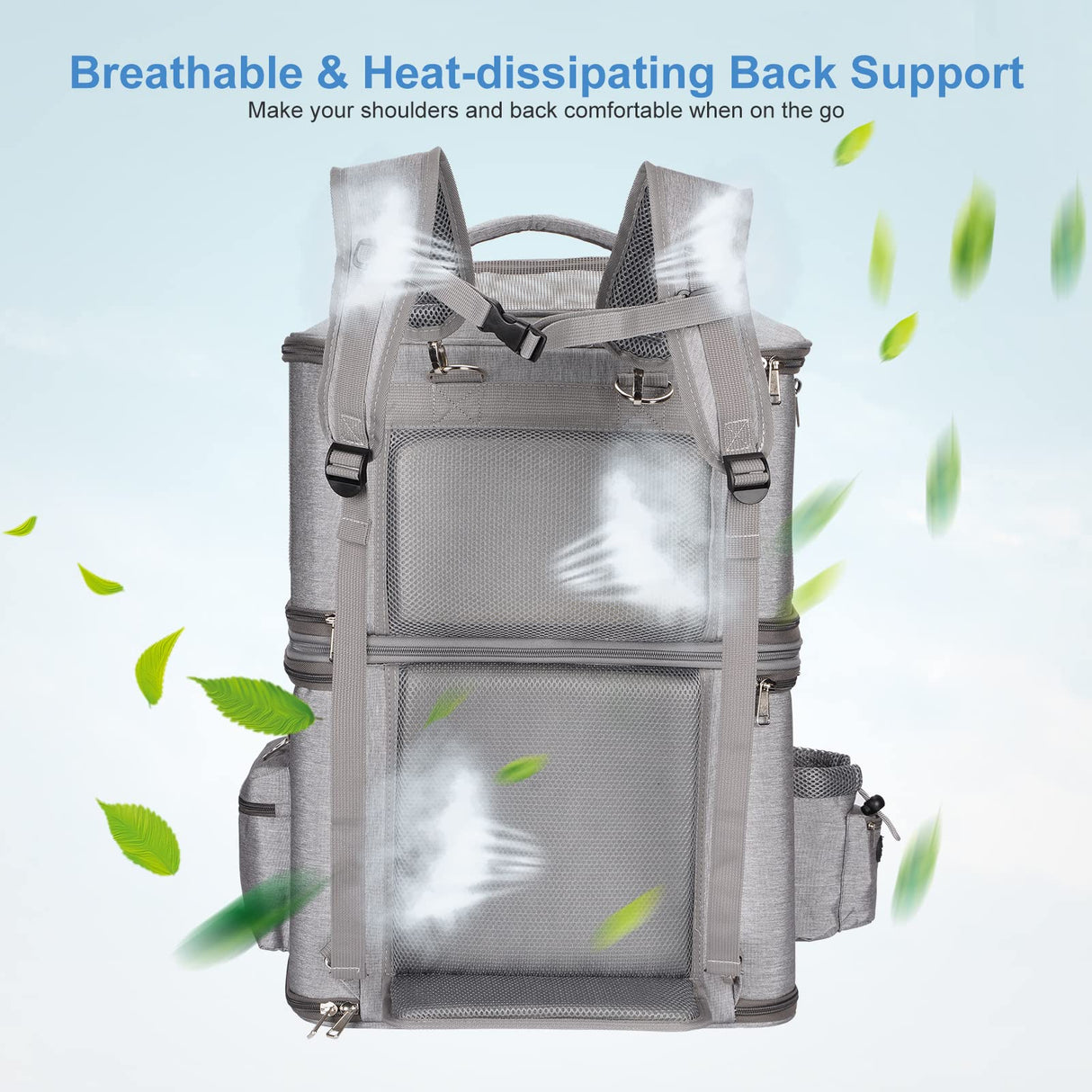 HOVONO Detachable Double Pet Carrier Backpack for Cats and Small Dogs, Cat Travel Carrier for 2 Cats, Perfect for Traveling/Hiking/Camping, Grey