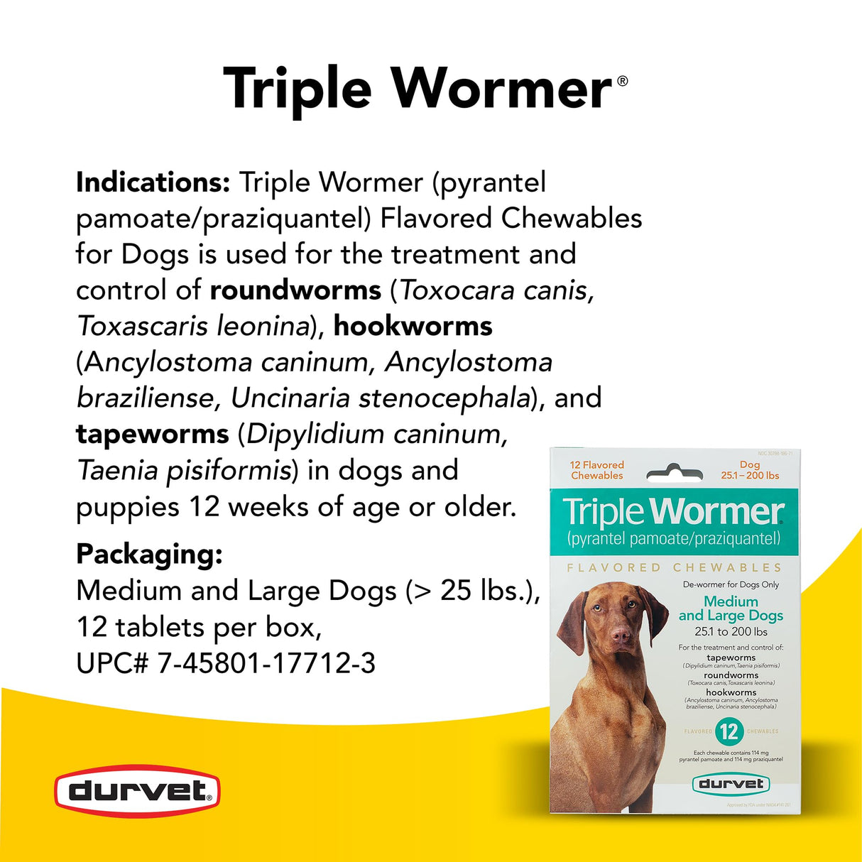 Durvet Triple Wormer for Medium and Large Dogs