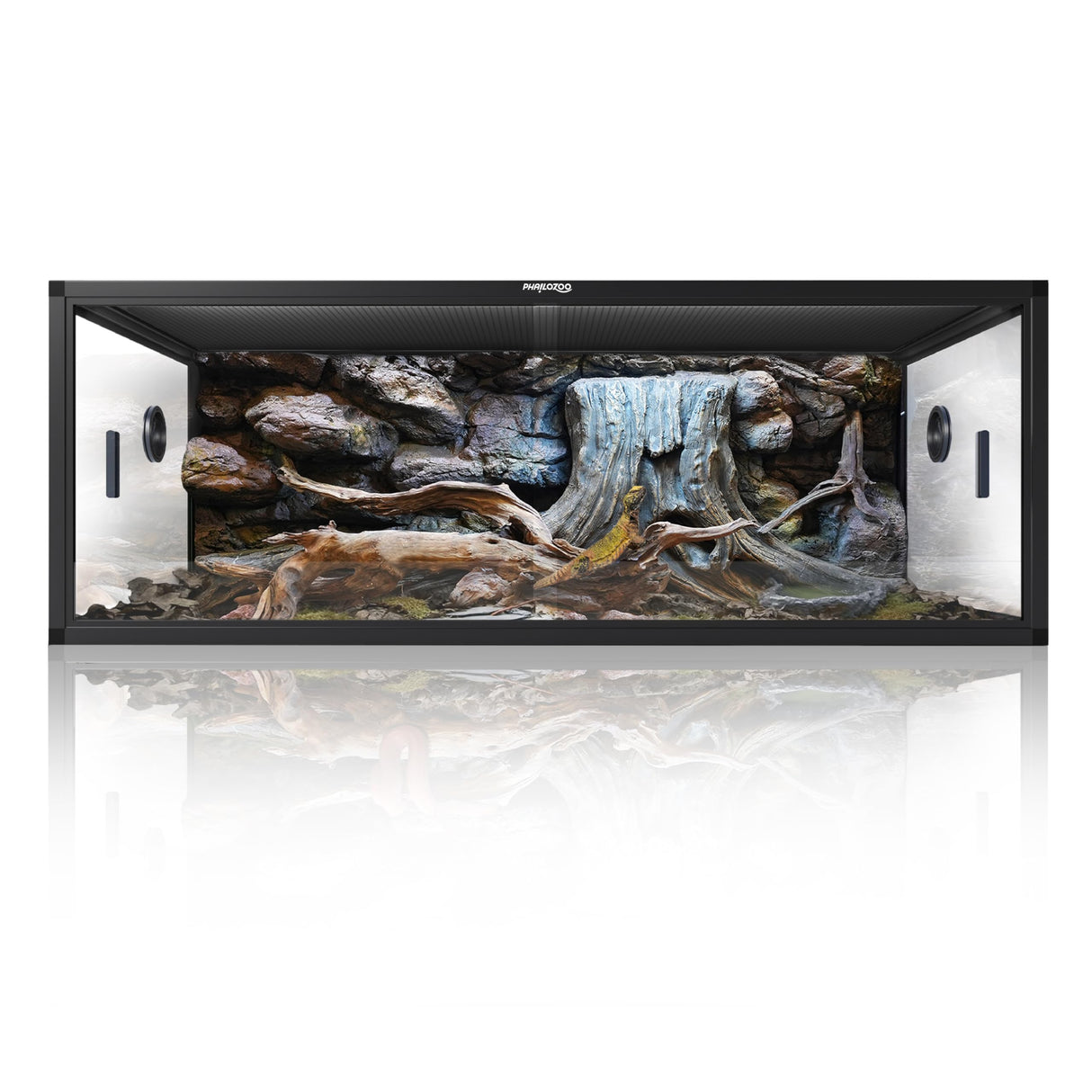 Phailozoo 85 Gallon Reptile Tank, Front Opening Snake Tank for Easy Maintenance, Reptile Enclosure with Top Screen Ventilation 48''x24''x18''