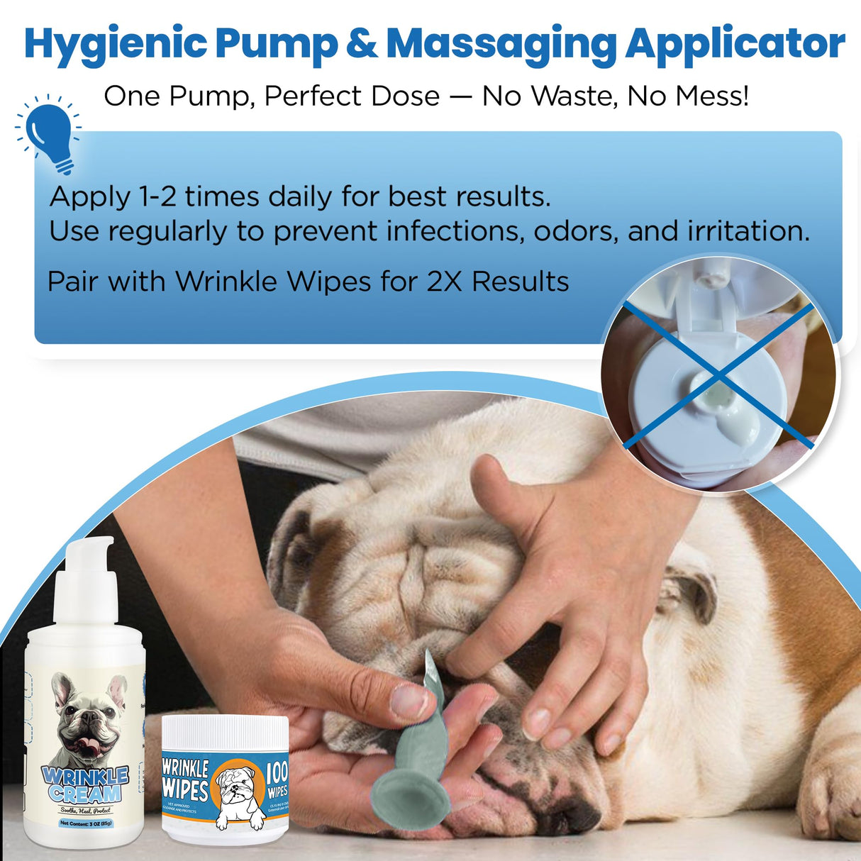Yibesi Wrinkle Balm for Dog Wrinkles 3 Oz Includes Applicator, Dog Lotion for Dry Itchy Skin Relief, Yeast Infection Treatment, Protects from Cracks & Wounds