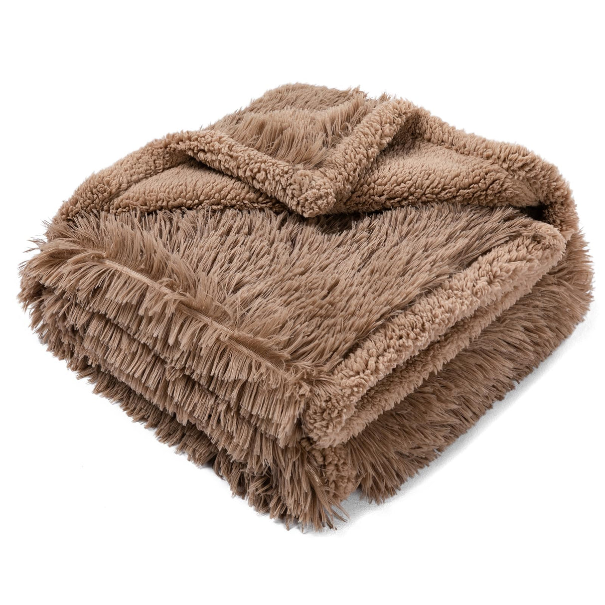 Wowchine Waterproof Calming Dog Bed Covers Pets Blanket for Large Dogs Cats Brown Fluffy Long Faux Fur Pet Blankets Reversible Couch Sofa Cover Washable Love Bed Mats(Brown,XL-85x57in)