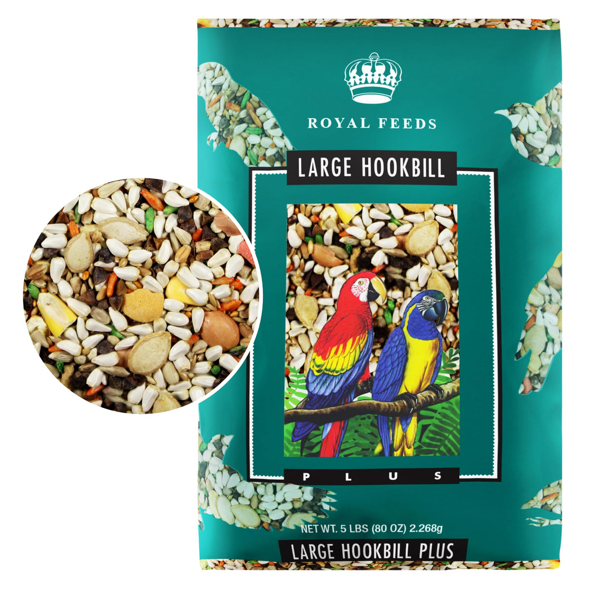 Large Hookbill Plus 5 Lbs, Bird Food for Large Hookbill, Premium Bird Seeds, Supports Growth Energy and Digestive Health, Nutrient-Rich Parrot Birdseeds for Complete & Healthy Balanced Diet