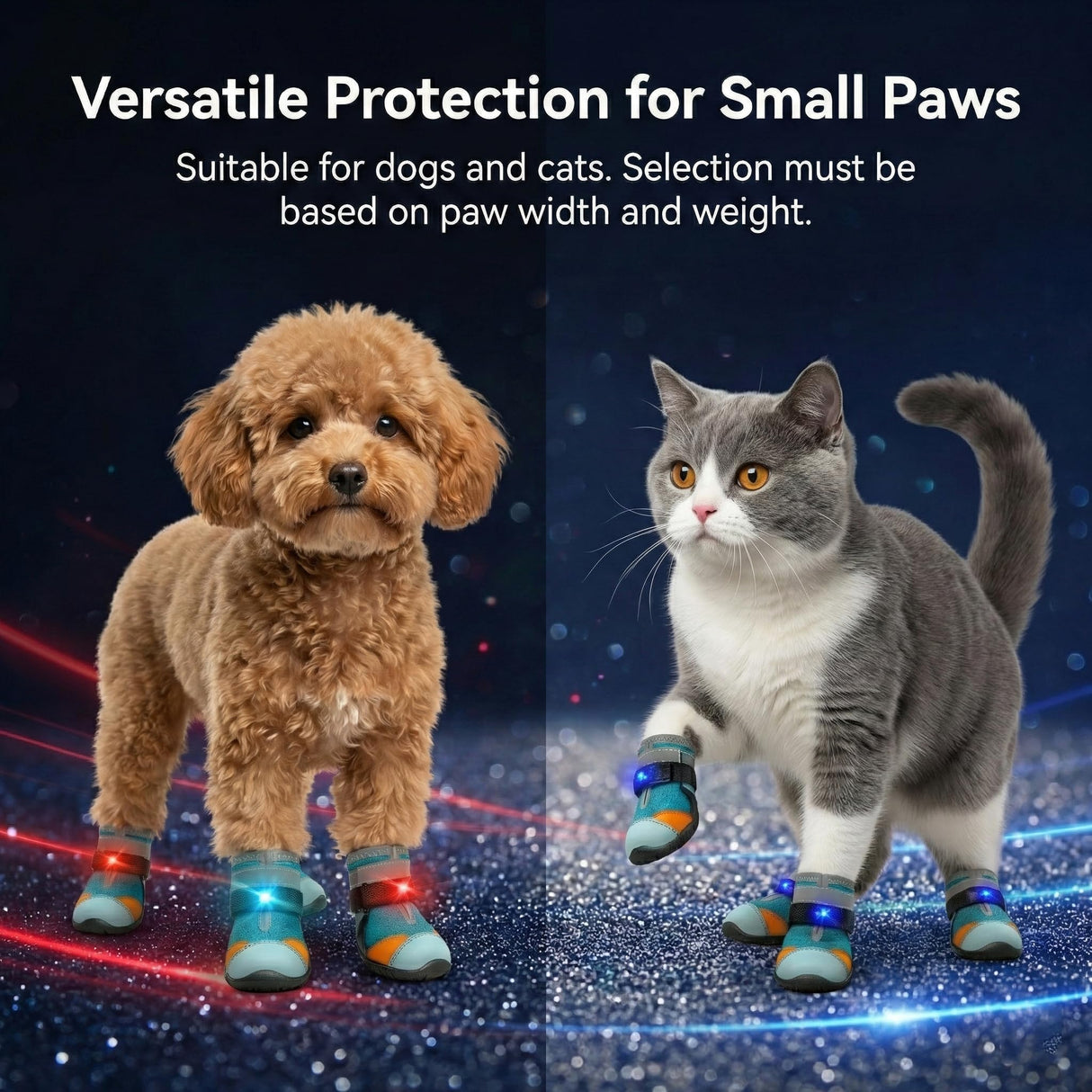 Breathable Shiny Boots for Dog Cats Night Walking Light Up Shoes for Dogs Cats Motion-Activated Visibility Pet Shoe (2 Pcs Shoes, 4)