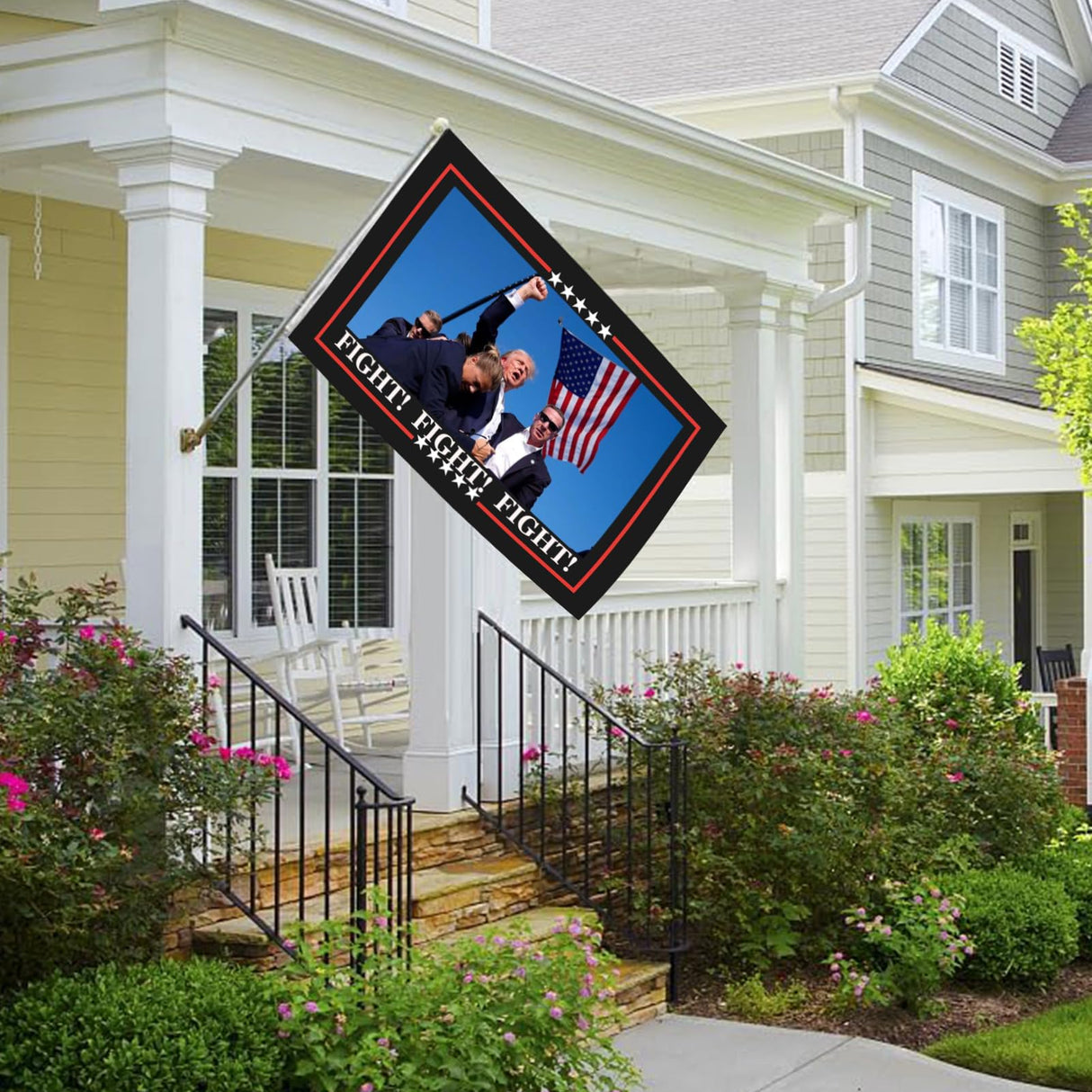 Fight Fight Fight Trump Shooting Flag 3x5 Outdoor Trump 2024 Flag for Outside Indoor Lawn Banner