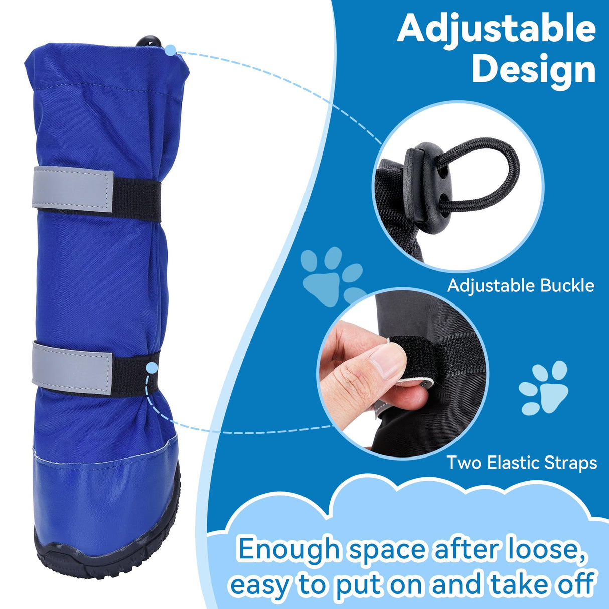 Hipaw Waterproof Dog Boots for Winter Snow Rain,Non-Slip Dog Shoes for Medium to Large Dogs,Extended Cuff Paw Protectors for Outdoor Walking Hiking