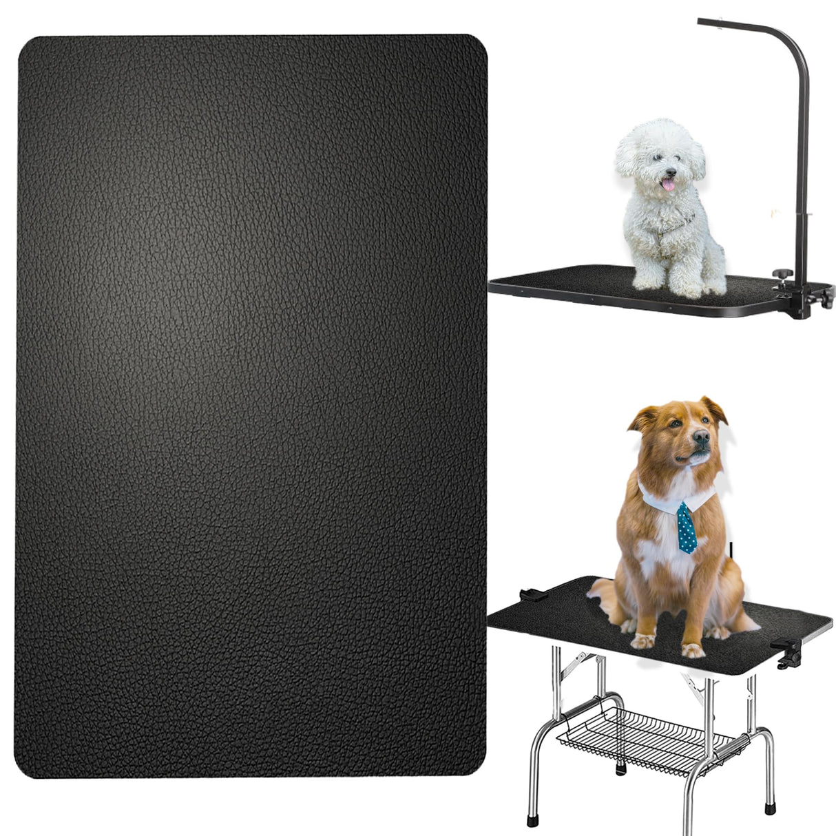 Xinhw 24 X 48inch Non-Slip Rubber Dog Grooming Mat, Portable Soft Pet Grooming Table Mat, Waterproof Easy Clean