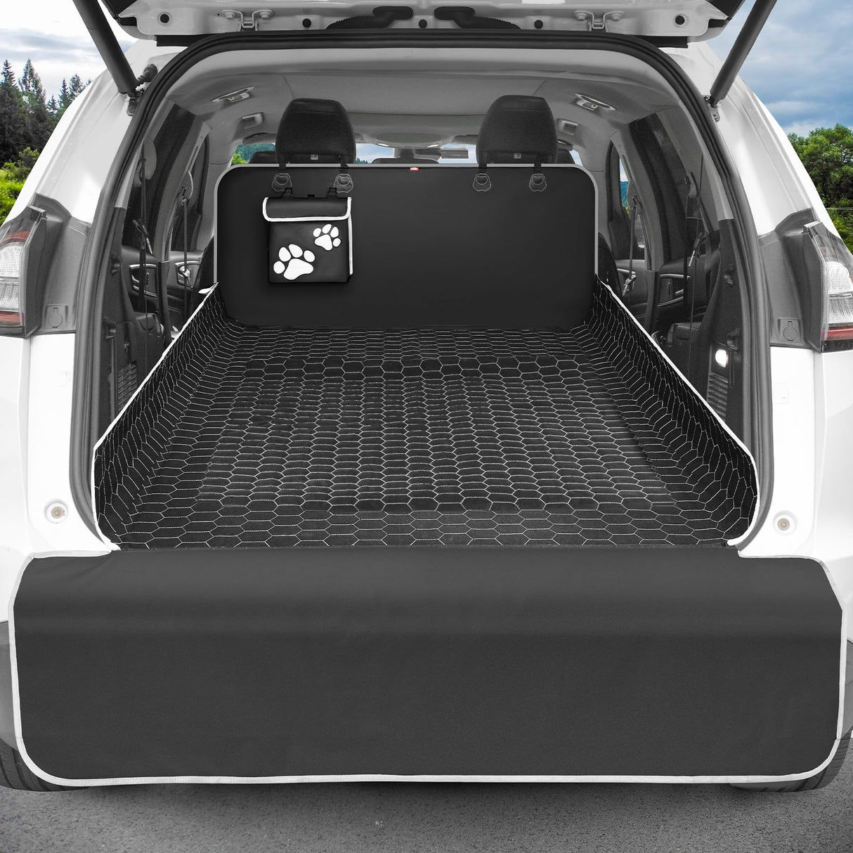 Oasser SUV Cargo Liner for Dogs Large Cargo Liner for SUV Waterproof Trunk Cover for Dogs with Detachable Pocket (Black, XL (55 x 91inch)