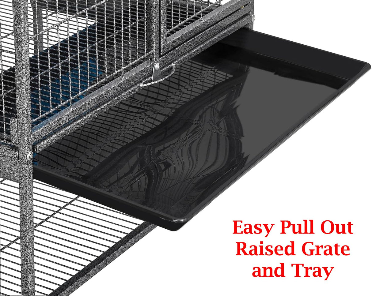 Deluxe Two Tiers Small Animal Critter Cage Tight 1/2-Inch Bar Spacing Water Bottle Food Bowl Feisty Ferret Hammock Chinchilla Rat Mice Squirrel Rabbit Sugar Glider Easy Clean Pull Out Grate Tray