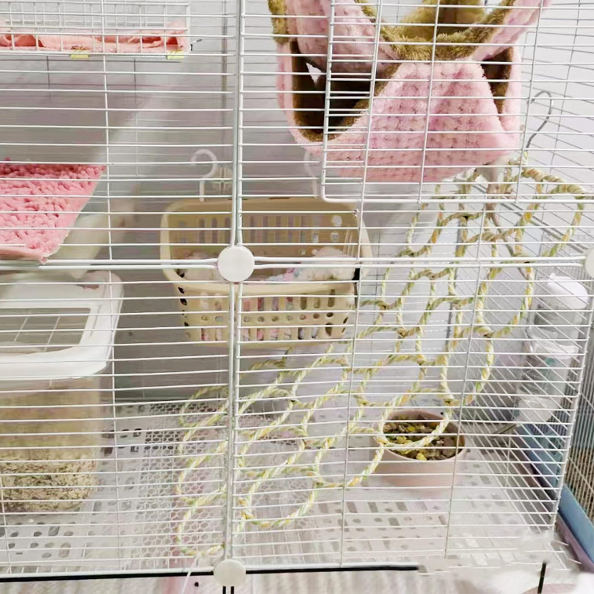 2 Pack Hanging Rat Rope Net, Bird Swing Toy, Parrot Climbing Ladder Bridge for Small Animal Cage Accessories