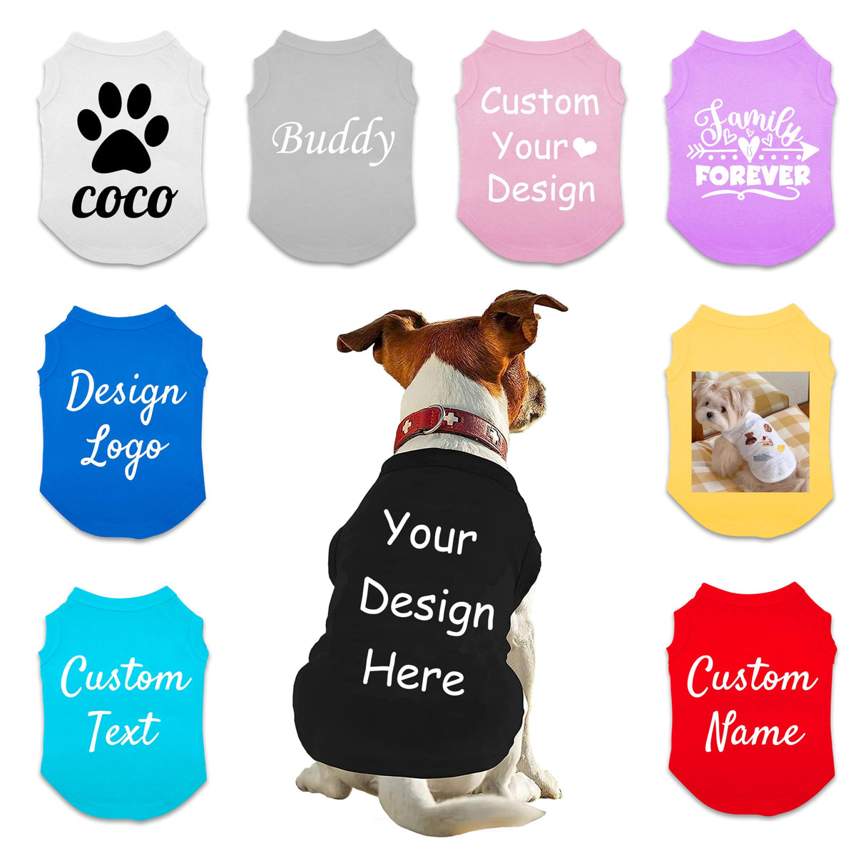 Custom Dog Shirt, Personalized Summer Breathable Pullover Pet Outfit With Name/Text/Photo/Logo for Dogs Puppy Cats Kitten