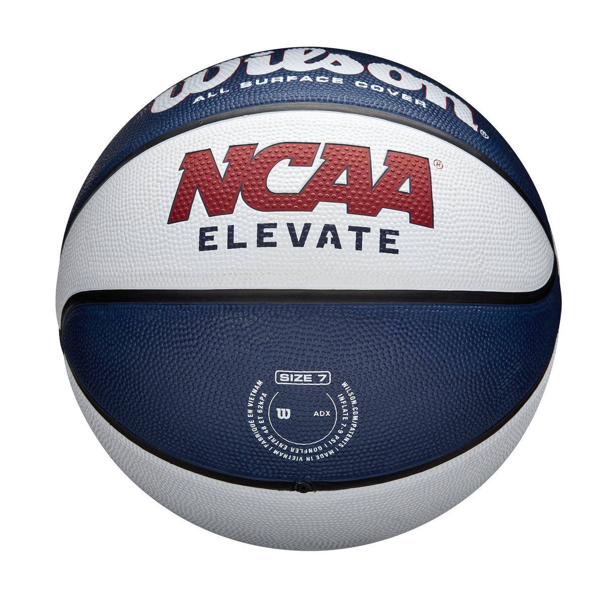Wilson NCAA Elevate Basketball - Size 7-29.5", White/Navy
