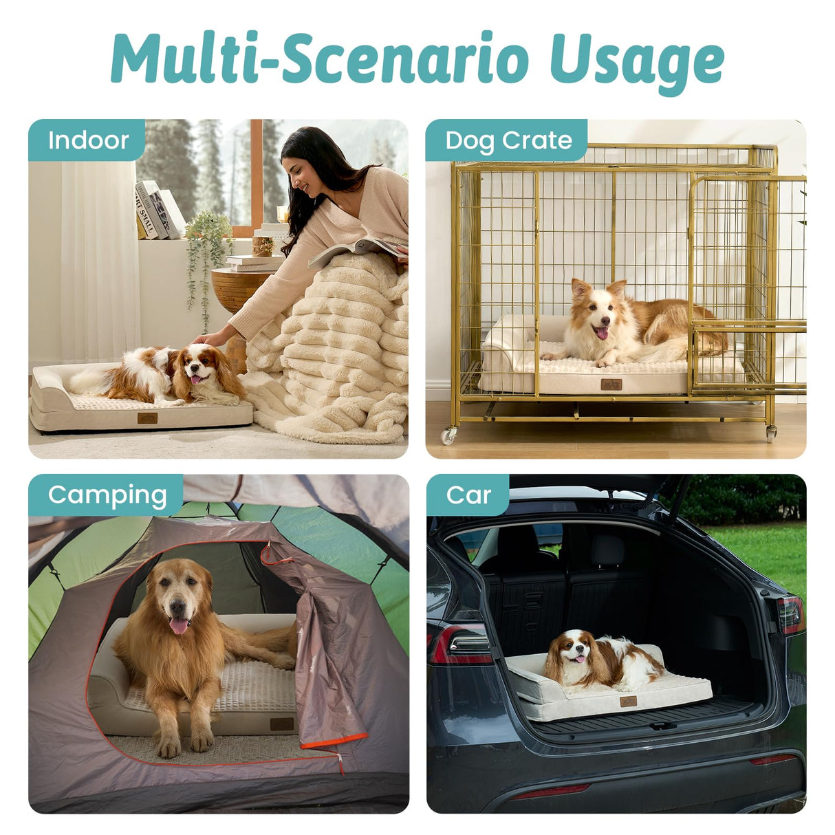 COZY KISS Orthopedic Dog Bed for Medium Small Size Dog, Dogs Crate Bed, L Shaped Foam Anti-Slip Bottom Pet Cat Sofa with Washable Removable Cover, Suitable for Pet Up to 40 lbs, 30x20x6.5 inch, Beige