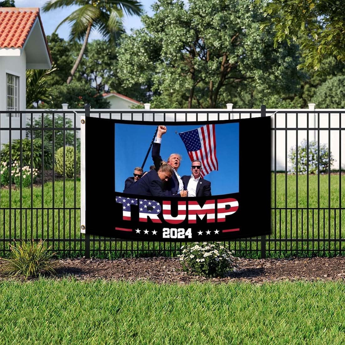 Donald Trump 2024 Flag Trump Survived Shot At Election Rally Flags Trump Fist Pump Fight Tapestry for Indoor Outdoor Bannar 3X5 Ft