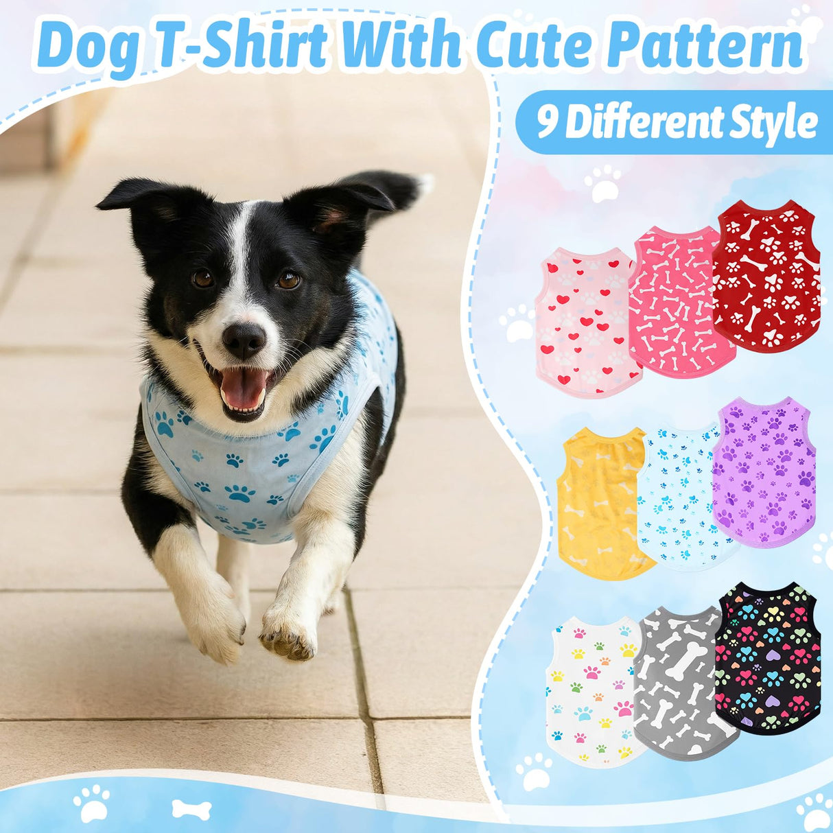 Hillban 9 Pcs Dog Shirts for Small Dogs Female Summer Colorful Sleeveless Dog T Shirts Cute Puppy Tank Top Breathable Pet Vest Stretchy Dogs Clothes for Daily Wear(Chest 15-17" Neck 11" Back 13.5")