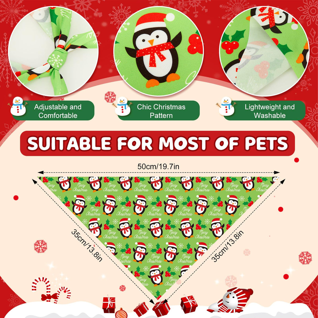 Preboun 100 Pcs Christmas Dog Bandanas Bulk Xmas Bandanas for Dogs Triangle Kerchief Bibs Scarf for Pet Xmas Costume Photo Props Accessories Pet Shops Adoption Events, 25 Styles(19.7 x 13.8 x 13.8)