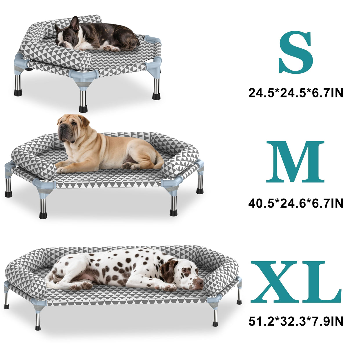 Orthopedic Dog Bed for Small Dogs - Removable Bolsters & cleanable Cover,Elevated Outdoor Dog Bed,Raised Dogs Bed,Easy to Assemble,Up to 75 lbs,Small