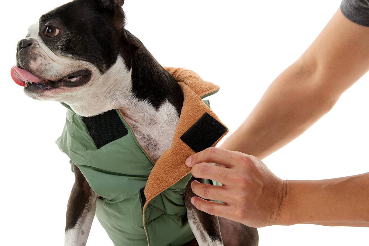 Gooby Sports Vest Dog Jacket - Red, Medium - Reflective Dog Vest with D Ring Leash Warm Fleece Lined Hook and Loop Closure for Small to Medium Dogs
