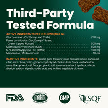 Load image into Gallery viewer, VetriScience Healthy Hip & Joint Chews, GlycoFlex Glucosamine and Green-Lipped Mussel Joint Support Supplement for Dogs, Promote Mobility and Protect Joints, Chicken, 120 Count