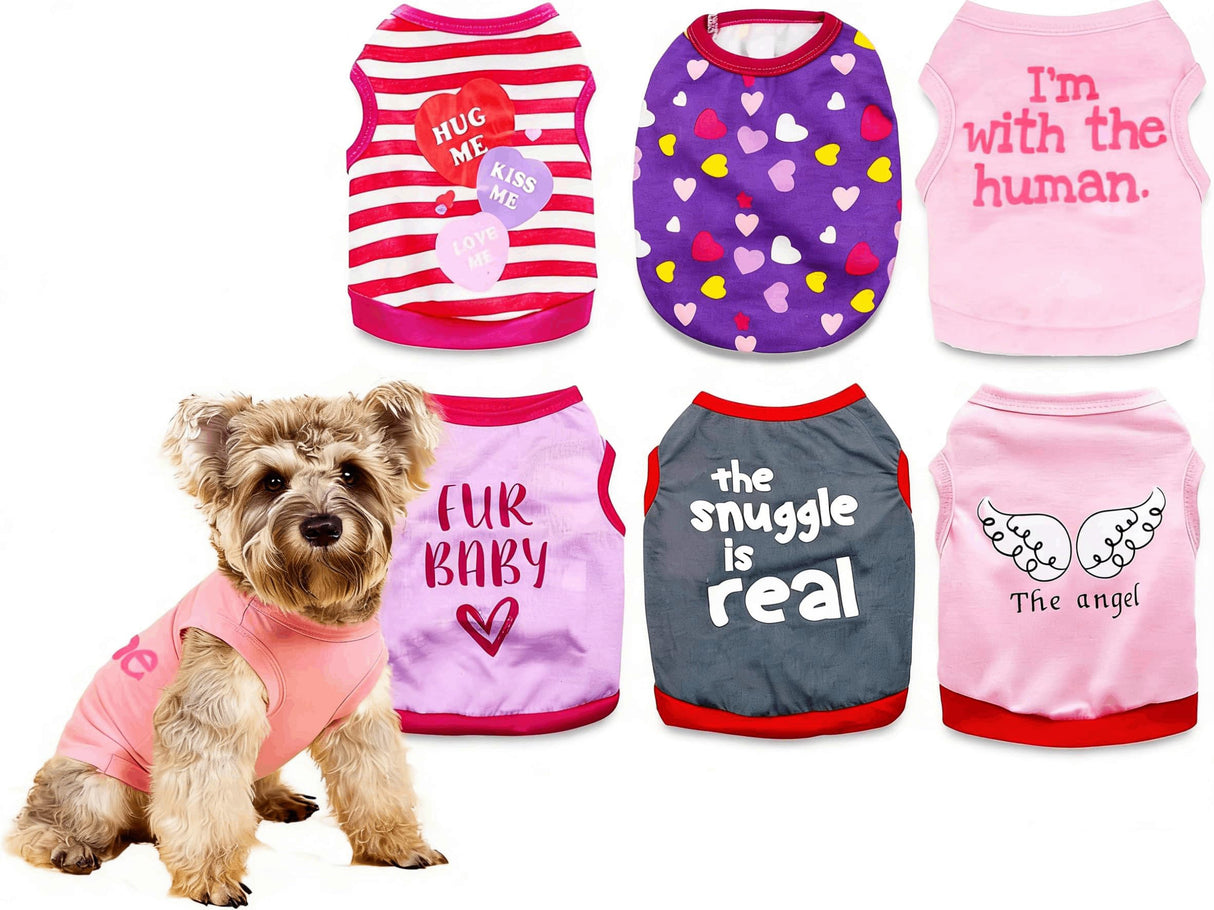 6 Pack Girl Dog Clothes for Girls Dog Shirts Extra Small Puppy T Shirt for Small Dogs XS Girl Clothes Dogs T-Shirt Chihuahua Yorkie Clothes, Large