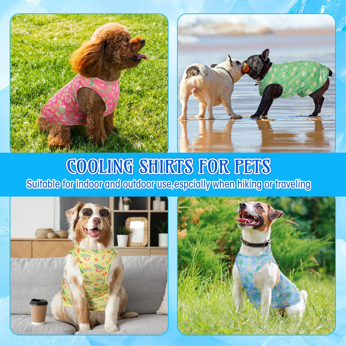 Dansydaisy 5 Pack Dog Cooling Shirts Quick Dry Vest Mesh Breathable Instant Cooling Dog Vest Lightweight Summer Beach Hawaii Jacket Collar for Outdoor Walking Hunting Hiking Clothes (S)
