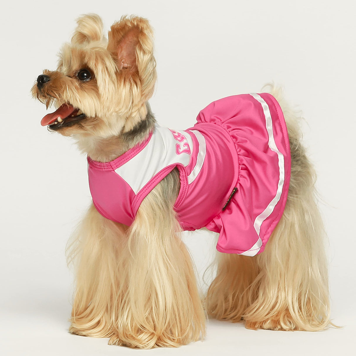 Fitwarm Cheerleader Dog Costume, Sporty Cheer Dog Dress for Small Dogs Girl, Pet Clothes Cat Outfits, Pink White, XS