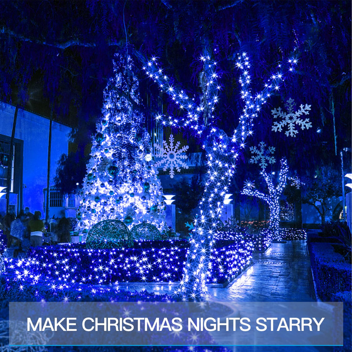 suddus Blue LED Christmas Lights Outdoor,200led 66ft Battery Operated Fairy Lights Indoor, Twinkle Lights for Bedroom, Halloween, Backyard, Tree, Dorm, Patio, Tapestry, Garden, Party