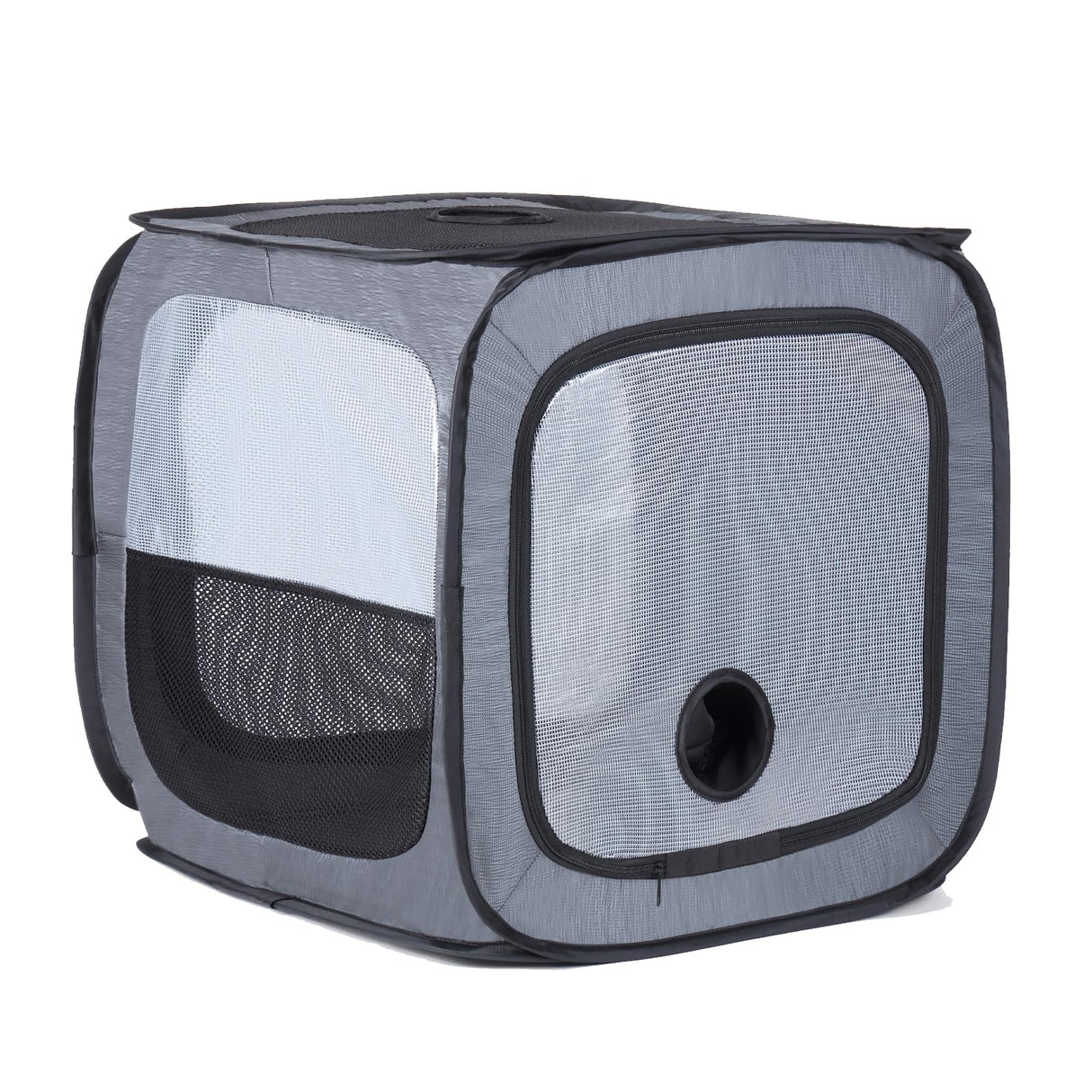 Grey Pet Dog Drying Box - Waterproof, Anti-Hair Flying, Portable Cat/Dog Cage Kennel - Foldable Cat Grooming House Dryer