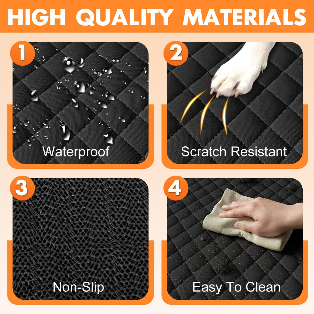 Dog Car Seat Cover for Back Seat - Waterproof, Non-Slip, Pet Bench Seat Covers, with 60/40 Split Bench Fit, Universal Size for Sedans, Trucks & SUVs, Machine Washable, Non-Stick Fur & Durable, M-Black