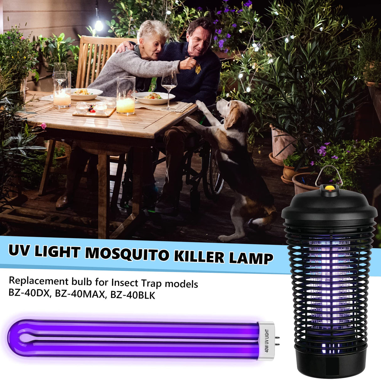 Kittmip Bug Zapper Replacement Bulbs, 40w Black Light Bulb Compatible with Black Flag Bug Zapper Model BZ-40DX, BZ-40MAX, and BZ-40BLK (2)