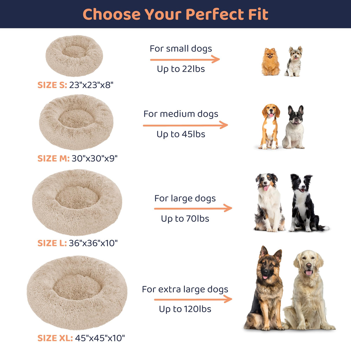 Donut Dog Bed - Premium Comfort for Anxiety Relief - Fluffy & Calming Design with Ultra-Plush Support | Cozy Round Dog Bed with Super Soft Circle Style (Beige, Medium)
