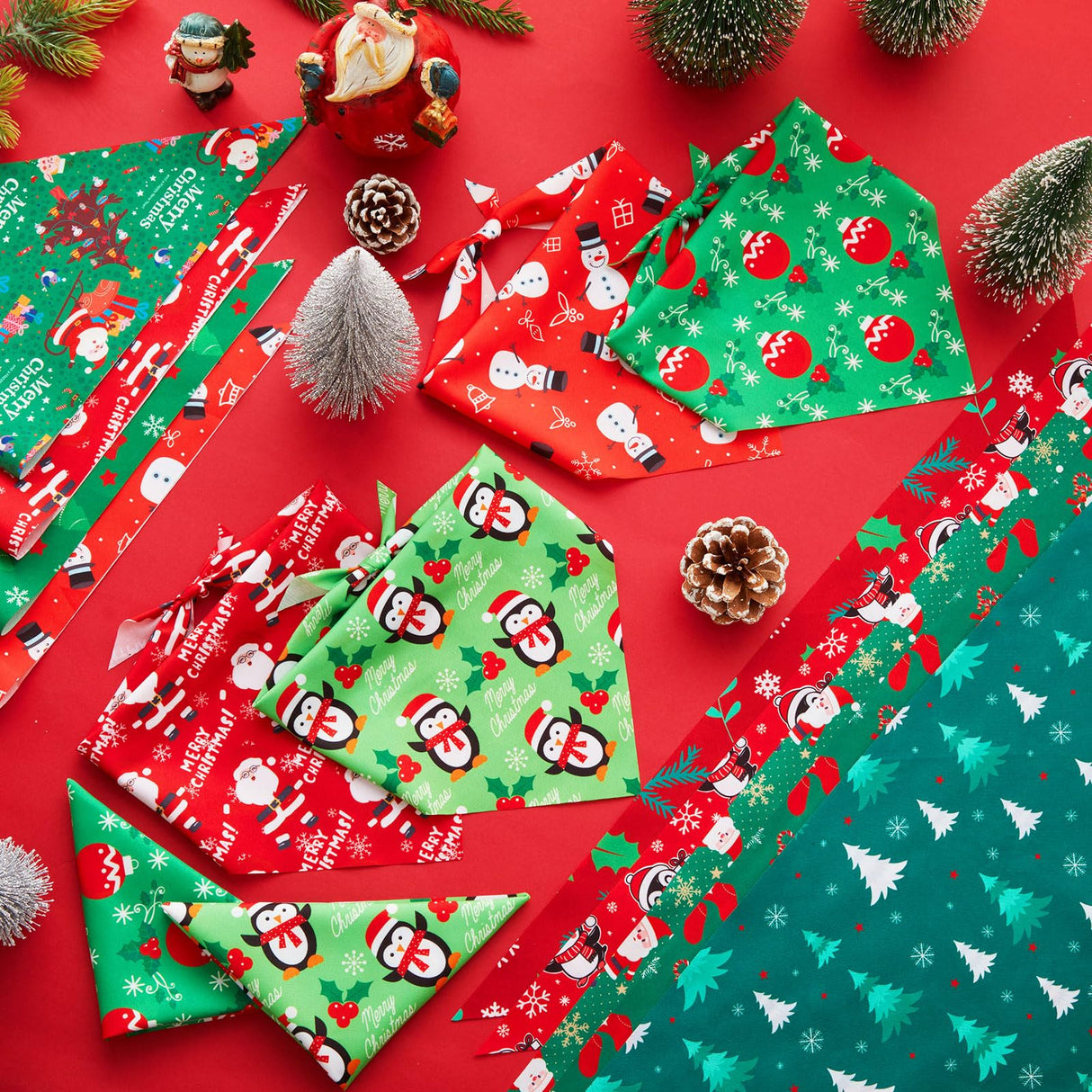 Preboun 100 Pcs Christmas Dog Bandanas Bulk Xmas Bandanas for Dogs Triangle Kerchief Bibs Scarf for Pet Xmas Costume Photo Props Accessories Pet Shops Adoption Events, 25 Styles(19.7 x 13.8 x 13.8)
