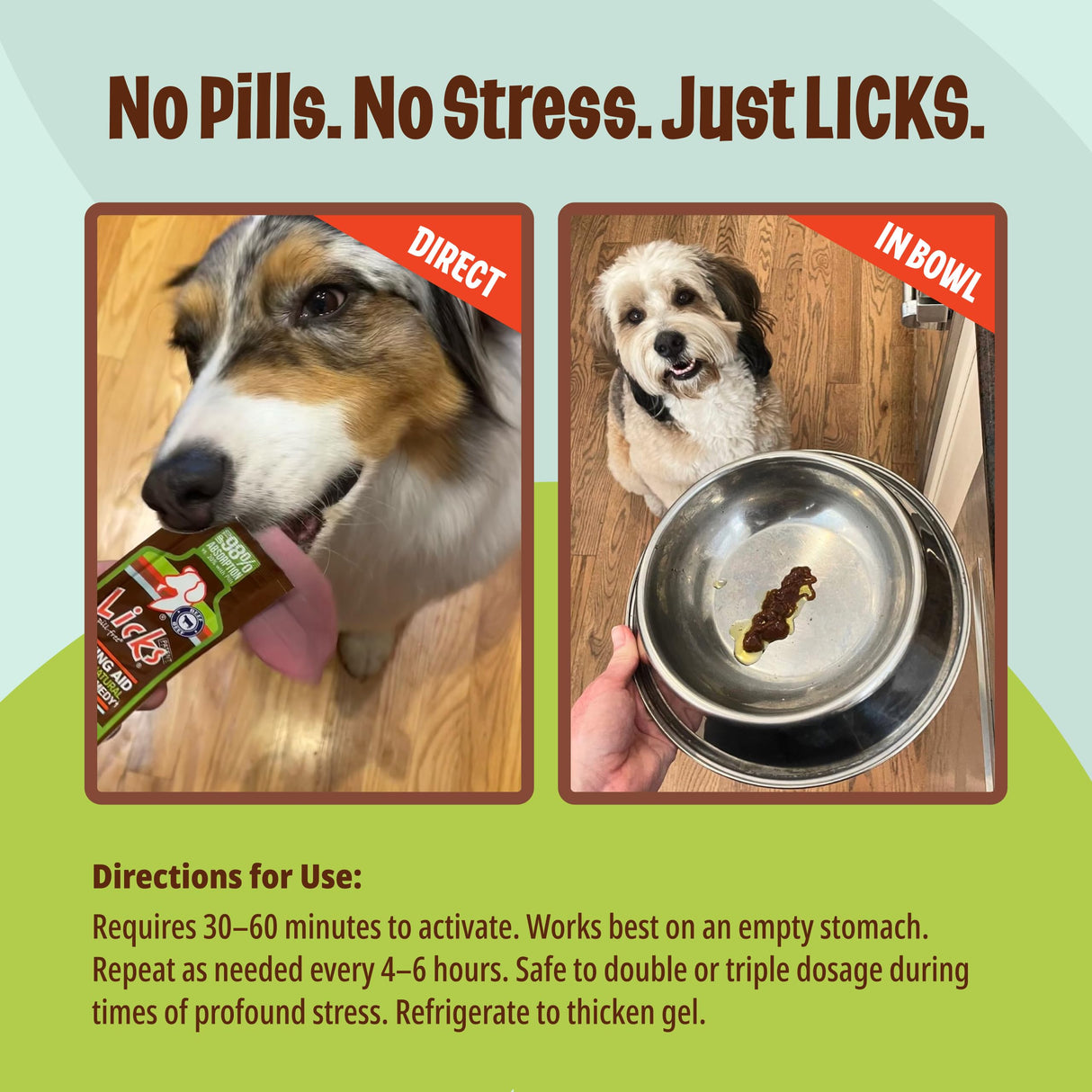 Licks Pill Free Zen Dog Calming - Calming Aid Supplements for Aggressive Behavior & Nervousness - Treats for Stress Relief & Dog Health - Gel Packets - Braised Beef Flavor, 15 Use