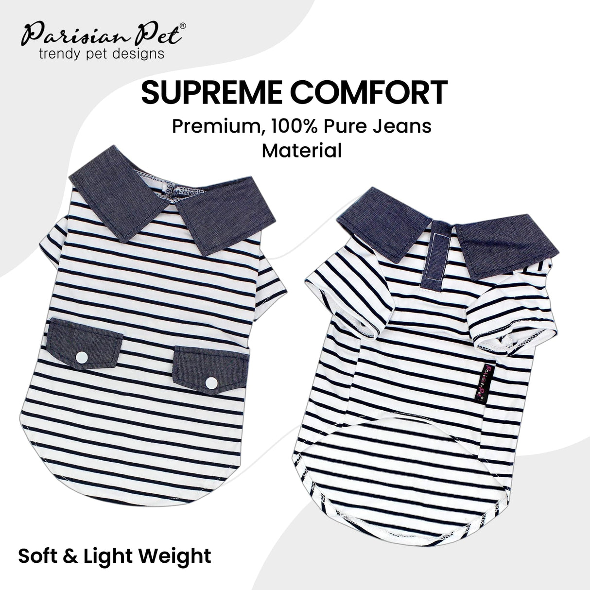 Parisian Pet Preppy Boy Polo Dog Shirt – Classic Cotton Pet Apparel with Collar - Soft Breathable Puppy T-Shirt - Cute Trendy Dog Clothes - Ideal Summer Clothes for Small Dogs - Shirts for Dogs Boy