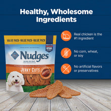 Load image into Gallery viewer, Blue Buffalo Nudges Jerky Cuts Dog Treats, Made in the USA with Natural Ingredients, Chicken & Duck, 36-oz Bag