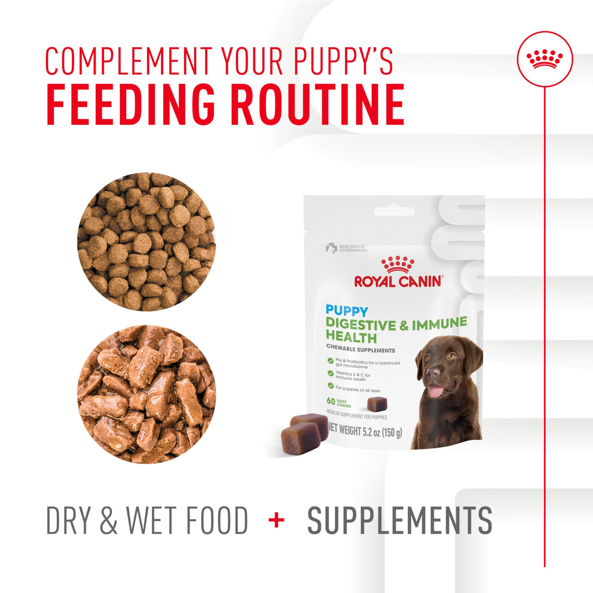 Royal Canin Puppy Supplement Soft Chews for Immunity & Digestion, 60 Count