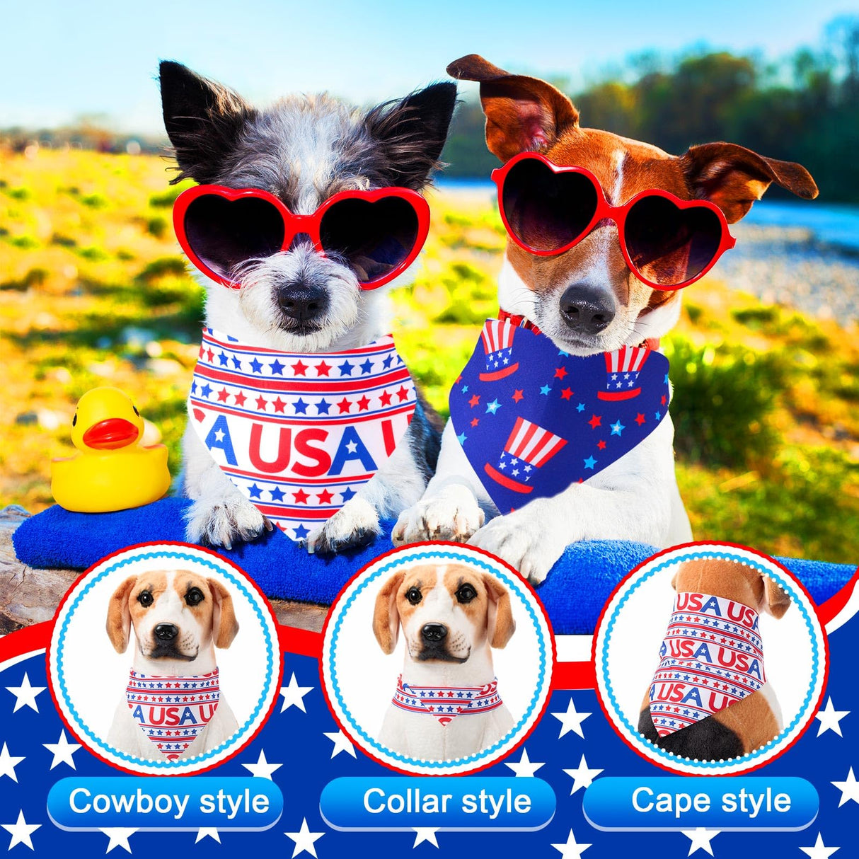 Chicingyou 108 Pcs Veterans Patriotic Dog Bandanas Bulks Star Stripe Adjustable Bow Ties for Dogs USA Flag Bowknot Triangle Scarf Kerchief for Pet Cat 4th of July Memorial Grooming Outfit