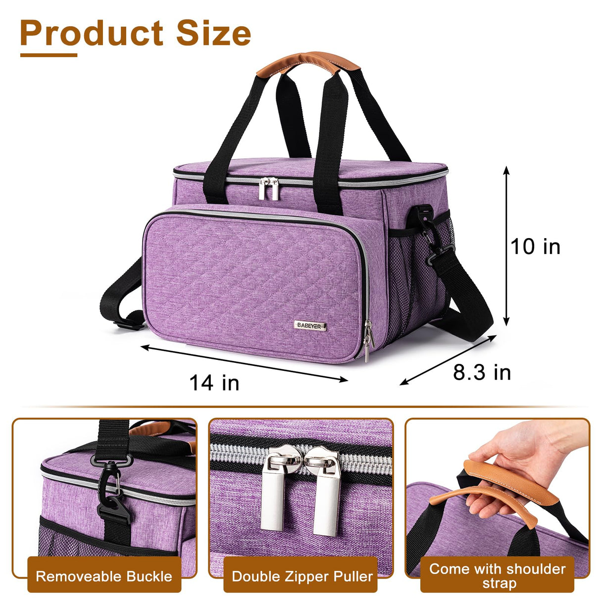 BABEYER Dog Grooming Vacuum Bag, Pet Grooming Kit Bag Perfect for Dog Hair Vacuum & Grooming Tool Kit Accessories- Purple