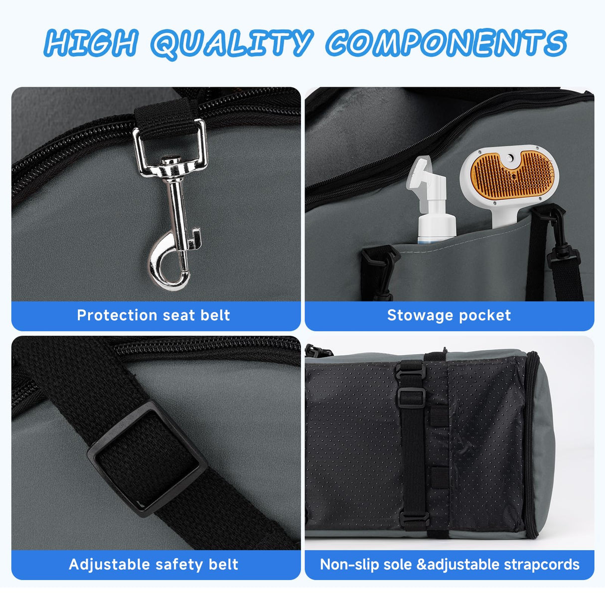 Center Console Dog Car Seat - Suitable for Small Dogs and Puppies Up to 12 lbs,Portable Armrest Booster with Safety Belt, Easy-Clean Technical Cloth,Safety Leash,Storage Bag,Multi-Function Pet Carrier